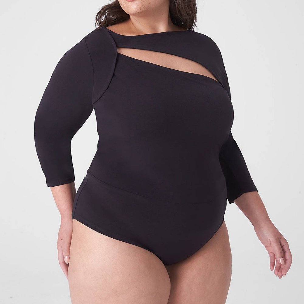 NWT Lane Bryant Asymmetrical Cutout Bodysuit black size 18 20 2X